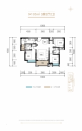 长沙中交世通国际3室2厅1厨2卫建面105.00㎡