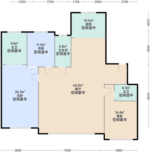 哈尔滨中海云麓公馆3室2厅3卫1厨170.00㎡户型图-哈尔滨房天下