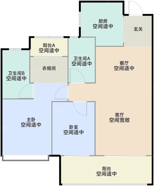 洛阳浩德伊河湾3室2厅2卫1厨110.05㎡户型图-洛阳房天下