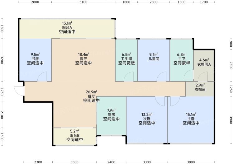 南宁保利锦上4室2厅2卫1厨129.00㎡户型图-南宁房天下