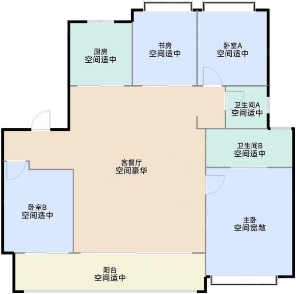 无锡金地华著4室2厅2卫1厨142.00㎡户型图-无锡房天下