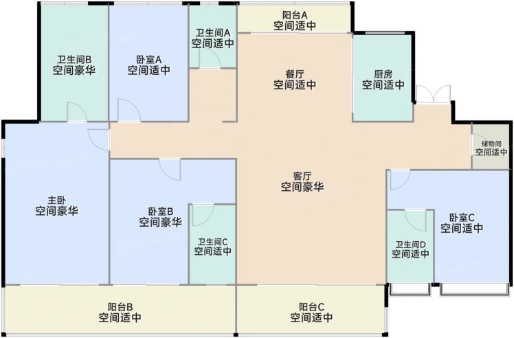 温州城投·金地丨滨海未来社区4室2厅4卫1厨220.00㎡户型图-温州房天下