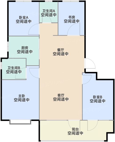聊城高新·云璟4室2厅2卫1厨126.00㎡户型图-聊城房天下