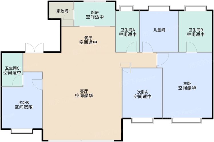 昆山海珀云庭4室2厅2卫1厨166.00㎡户型图-昆山房天下