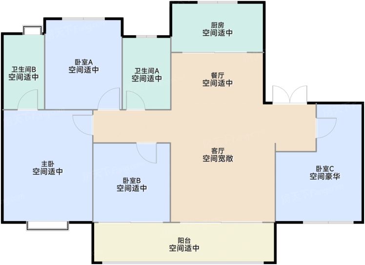 厦门保利首开云禧4室2厅2卫1厨127.00㎡户型图-厦门房天下