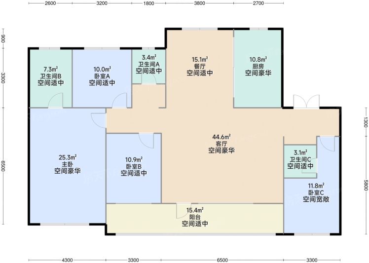 银川中海·华樾4室2厅3卫1厨185.00㎡户型图-银川房天下