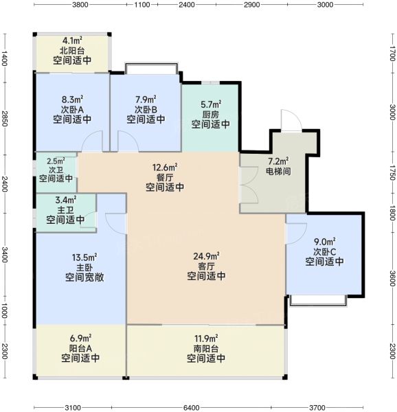 南宁保利冠江墅4室2厅2卫1厨143.00㎡户型图-南宁房天下
