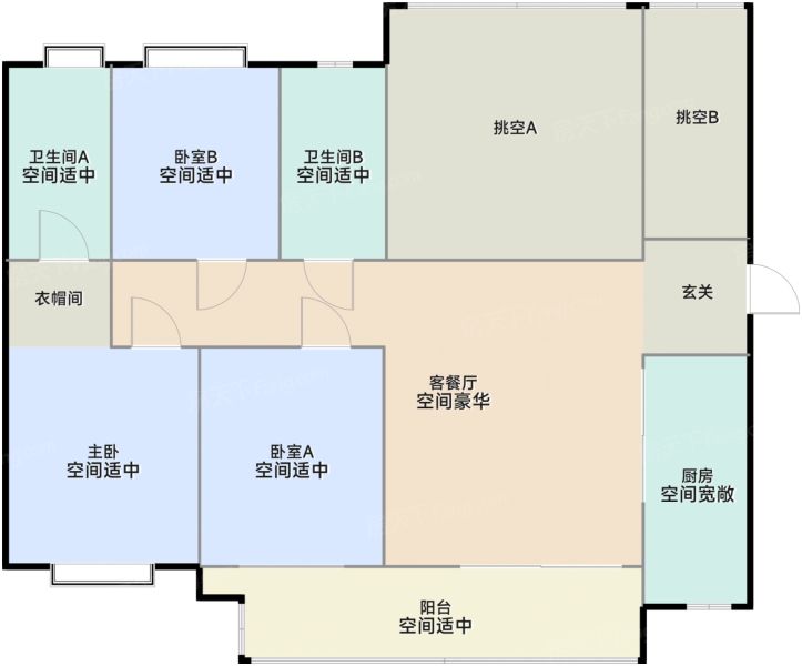 贵阳华润置地·悠山悦景3室2厅2卫1厨131.00㎡户型图-贵阳房天下
