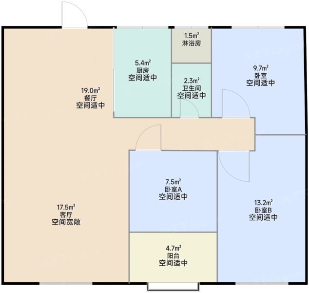 济南济南融创文旅城3室2厅1卫1厨105.00㎡户型图-济南房天下