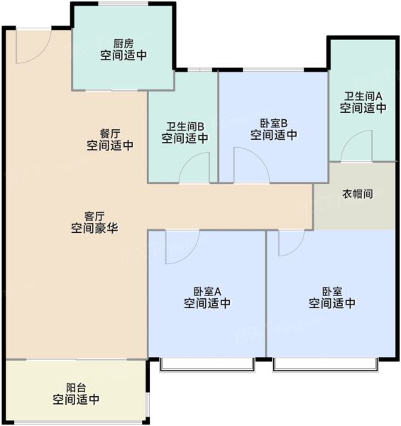 苏州华润置地悦景水湾3室2厅2卫1厨102.00㎡户型图-苏州房天下