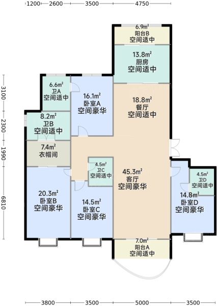沈阳沈阳星河湾4室2厅4卫1厨259.00㎡户型图-沈阳房天下