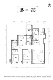 信达格调·美古花园3室2厅1厨2卫建面100.00㎡