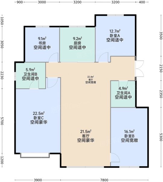 沈阳龙湖·双珑原著4室2厅2卫1厨144.00㎡户型图-沈阳房天下