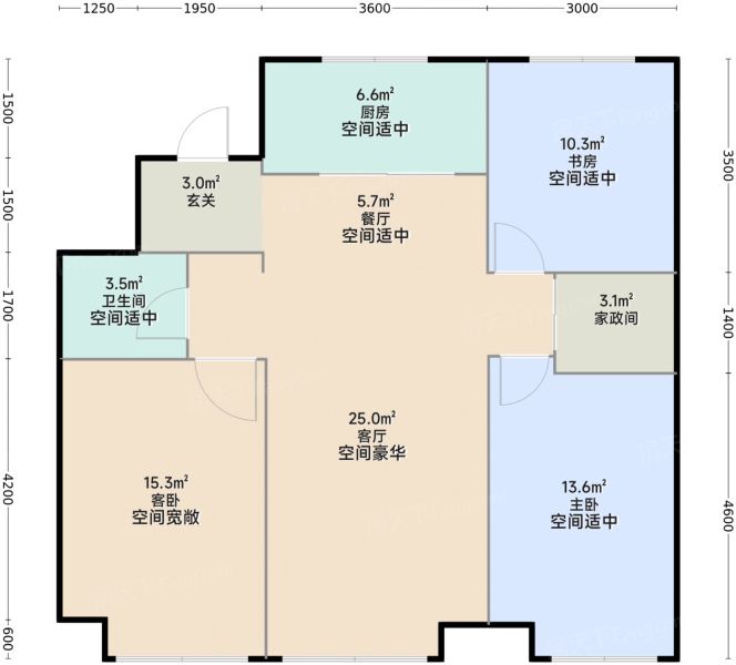 包头万科翡翠都会3室2厅1卫109.00㎡户型图-包头房天下