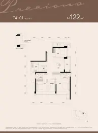 鸿荣源胤璇4室2厅1厨2卫建面122.00㎡