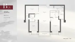 苏河湾1号3室2厅1厨2卫建面140.00㎡