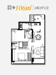 馨碧花园2室2厅1厨2卫建面106.0㎡