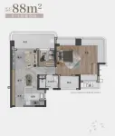 建面88㎡户型图