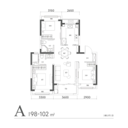 佳运·瑞璟湾3室2厅1厨2卫建面98.00㎡