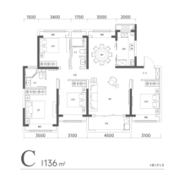 佳运·瑞璟湾4室2厅1厨2卫建面136.00㎡