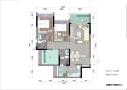 朗日·天骄3室2厅1厨2卫建面84.00㎡