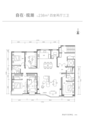  晋阳金茂府4室2厅1厨3卫建面238.00㎡