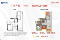 建面79平三房两厅两卫户型