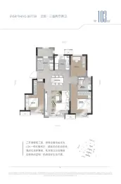 中国铁建·滨海云帆3室2厅1厨2卫建面103.0㎡