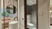建面145平一楼带院户型样板间图片
