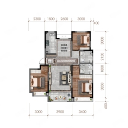 海通·龙泉名著3室2厅2卫建面119.00㎡