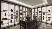 建面145平一楼带院户型样板间图片