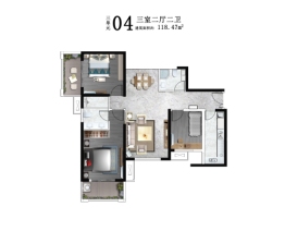 兴庆御苑3室2厅1厨2卫建面118.47㎡