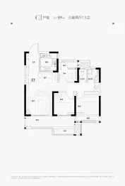 美的智慧城2期丨锦樾3室2厅1厨1卫建面89.0㎡