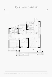 美的智慧城2期丨锦樾3室2厅1厨建面89.0㎡