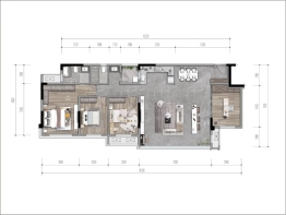 新城观博4室2厅1厨2卫建面125.00㎡