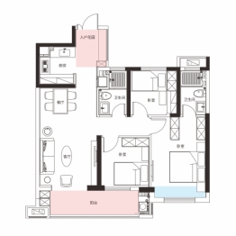 东湖ONE3室2厅1厨2卫建面110.00㎡