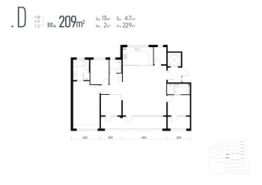 蓝天·博识雅苑4室2厅1厨3卫建面209.00㎡