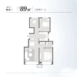 中海凌云源境3室2厅1厨1卫建面89.0㎡