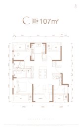 星悦时光4室2厅1厨2卫建面107.00㎡