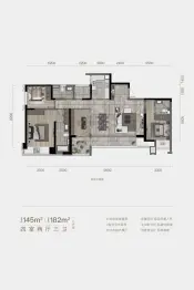 凯德·九章4室2厅2厨2卫建面182.0㎡