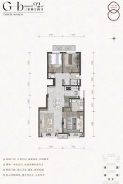 京华·国贤府3室2厅1厨2卫建面92.64㎡