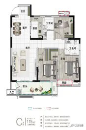 万辰御景3室2厅1厨2卫建面115.0㎡