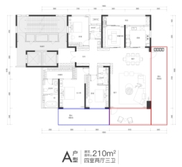 正弘序4室2厅1厨3卫建面210.0㎡