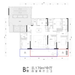 正弘序4室2厅1厨3卫建面179.0㎡