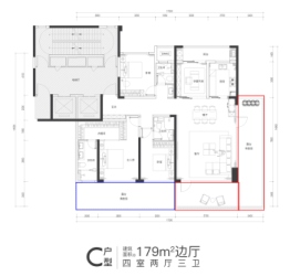 正弘序4室2厅1厨3卫建面179.0㎡