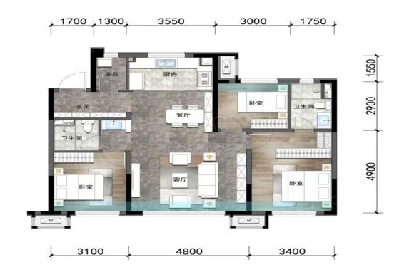 保利·和光屿湖188㎡户型解析:空中花园阳台+飘窗改造设计亮点