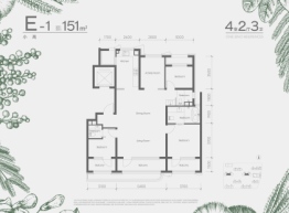 中海丽泽叁號院4室2厅1厨3卫建面151.0㎡