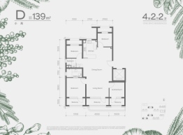 中海丽泽叁號院4室2厅1厨2卫建面139.0㎡