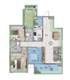 骏景湾·滨江誉峰3室2厅1厨2卫建面101.0㎡