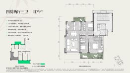 保利天瑞4室2厅1厨3卫建面179.0㎡